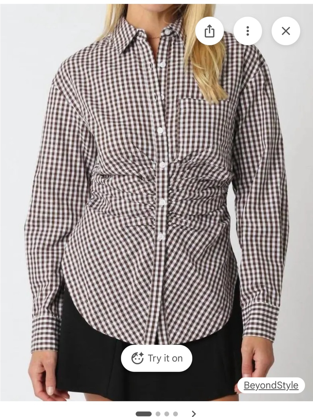 Olivaceous Sarena Gingham Blouse
